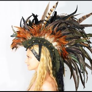 Feather Mohawk Headdress Hat Costume